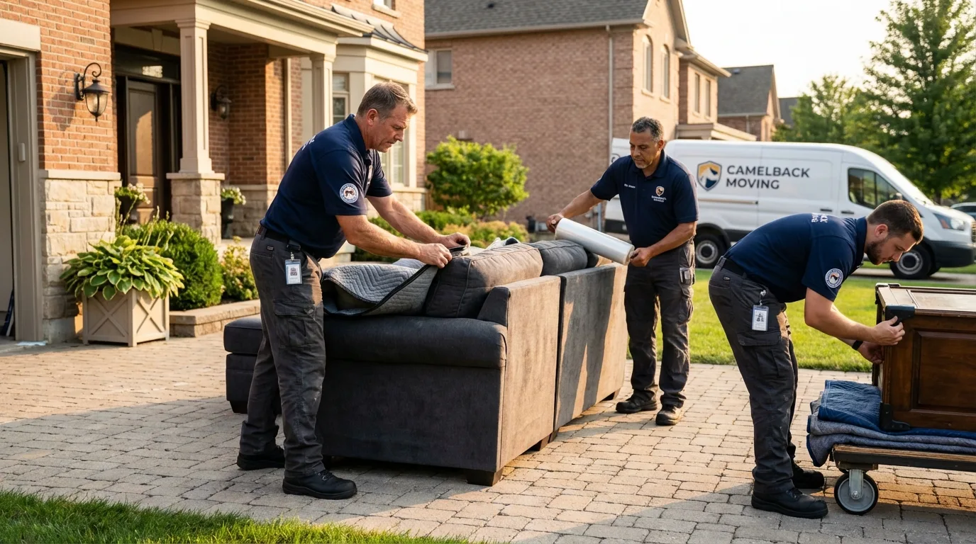 Large estate moving crew wrapping furniture in Lake City, FL