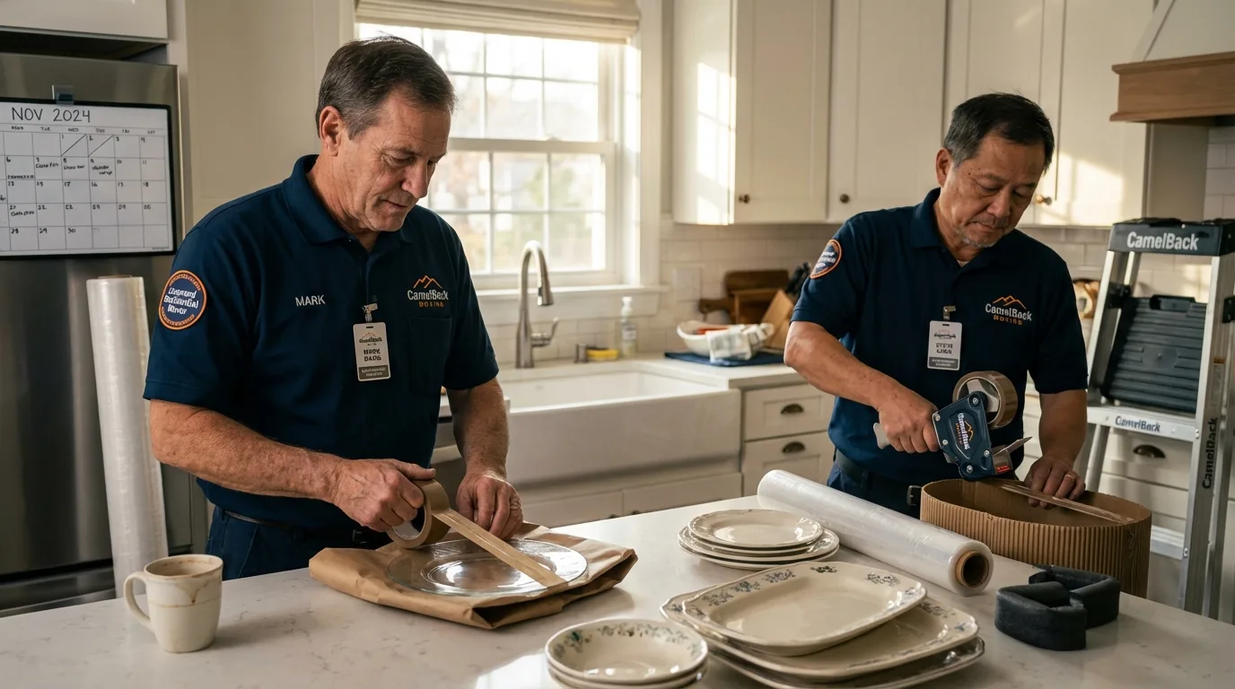 Professional crew packing kitchen dishware in Lake City, FL